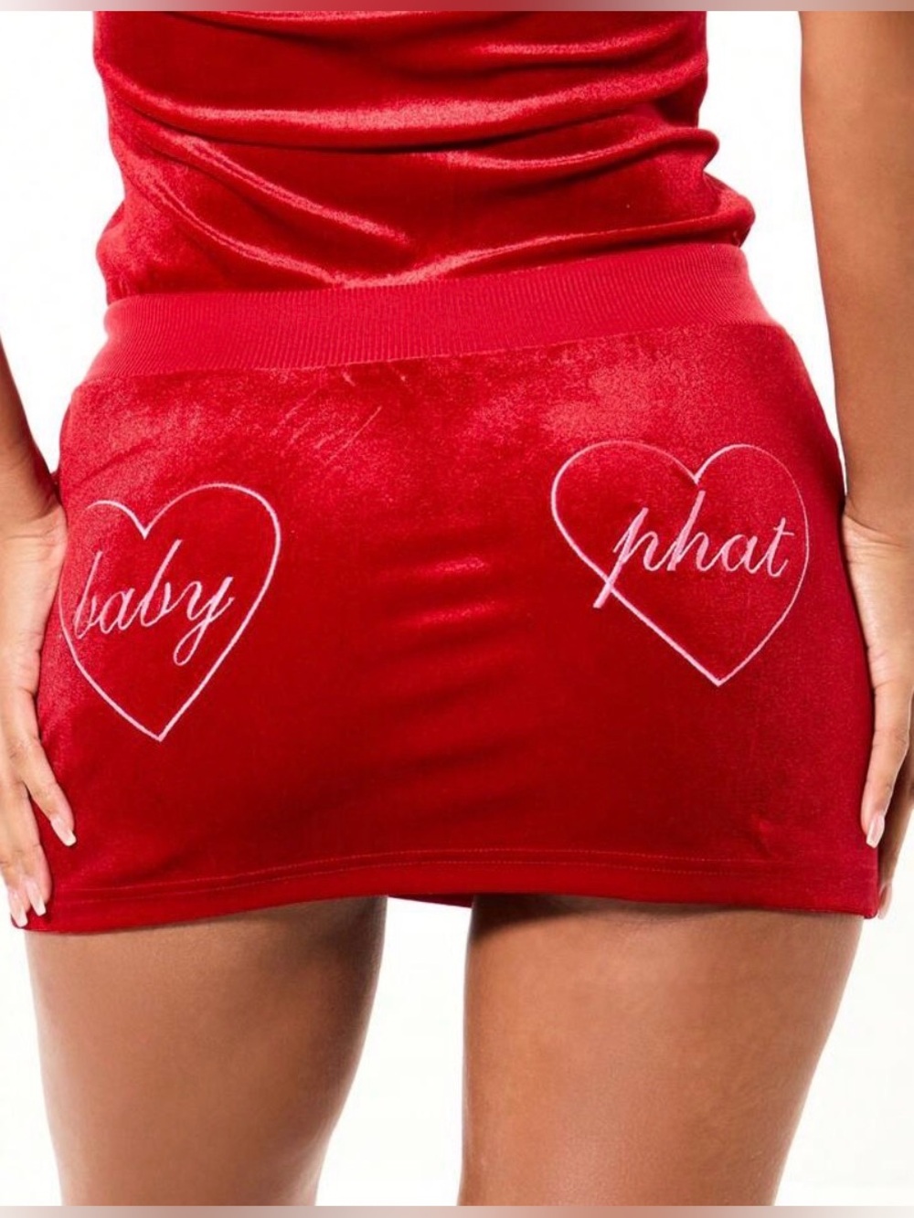 Baby Phat Red Velour Mini Dress Zip-Up tracksuit. - Picture 5 of 5